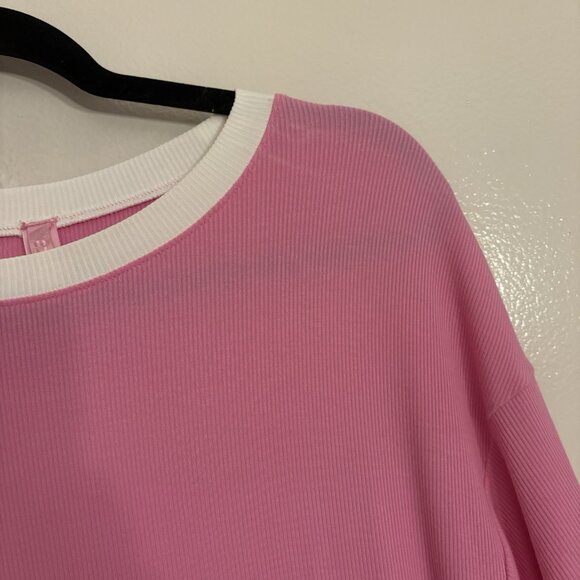 Skims Women S Blush Pink Oversized Soft Lounge Ringer T-Shirt Long Maxi Dress - Picture 7 of 11